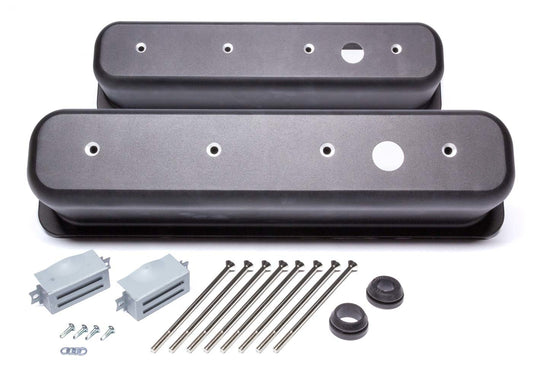 Racing Power Co-Packaged Black Aluminum SBC Valve Covers Center Bolt MPN RPCR6146-1BK For Chevy
