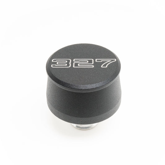 Racing Power Co-Packaged Valve Cover Breather 327 Logo Black Each MPN RPCR8207