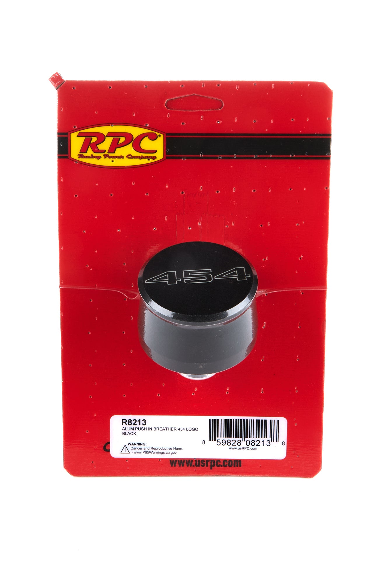 Racing Power Co-Packaged Valve Cover Breather 454 Logo Black Each MPN RPCR8213