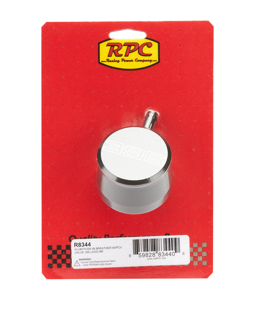 Racing Power Co-Packaged Valve Cover Breather 396 Logo Black Each MPN RPCR8344