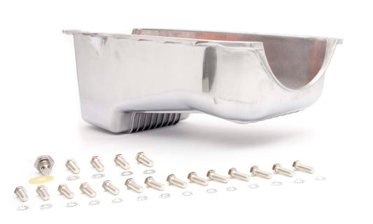 Racing Power Co-Packaged 86- SBC Alum Stock Oil Pan Polished MPN RPCR8444 For Chevy