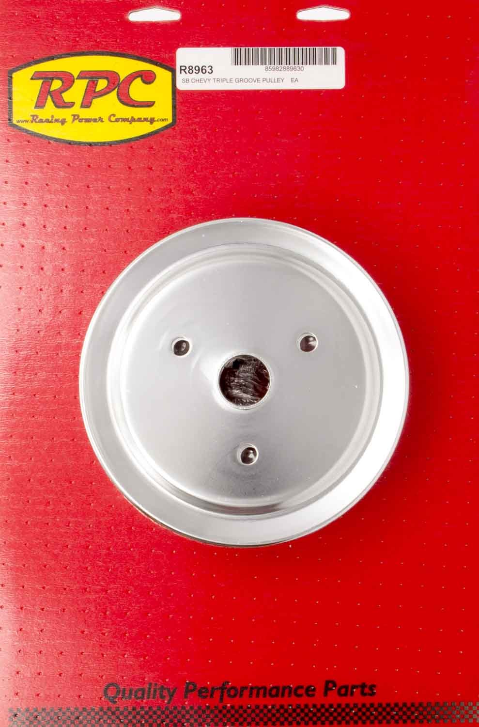 Racing Power Co-Packaged SBC SWP 3 Groove Crank Pulley MPN RPCR8963 For Chevy