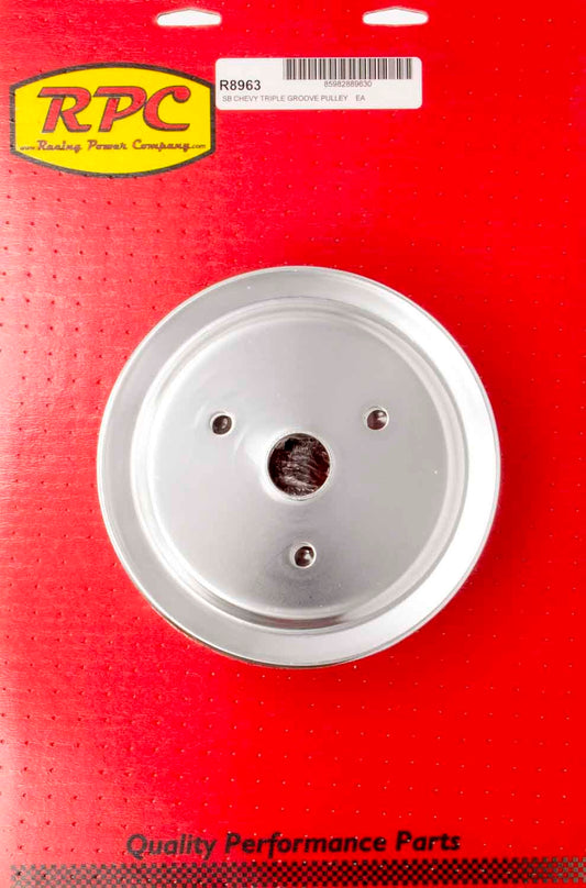Racing Power Co-Packaged SBC SWP 3 Groove Crank Pulley MPN RPCR8963 For Chevy