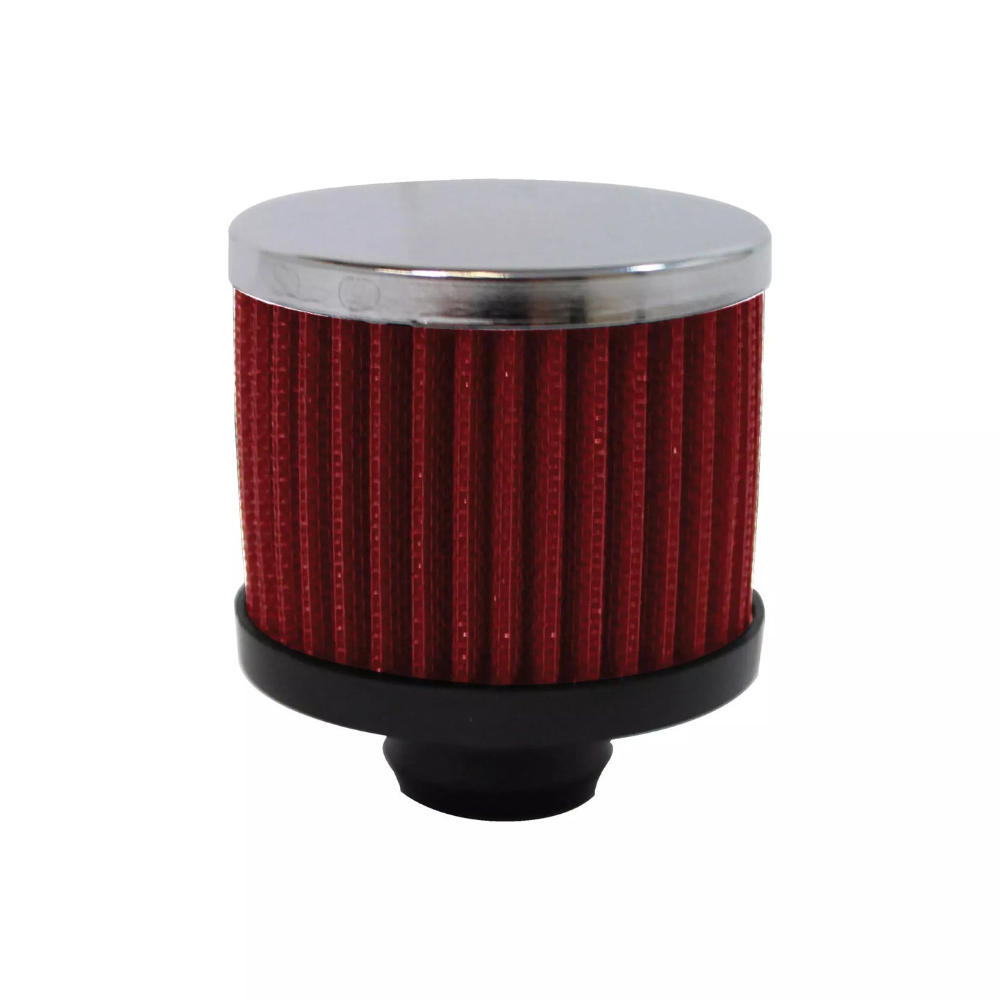 Racing Power Co-Packaged  Valve Cover Breather 3in Tall Push In Chrome/Red  RPCR9308RED