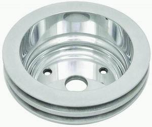 Racing Power Co-Packaged Pol Alum SBC Double Gro ove Pulley MPN RPCR9485POL For Chevy