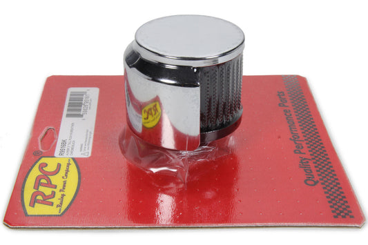 Racing Power Co-Packaged  Push In Breather 3in Tall Chrome/Black  RPCR9516BK