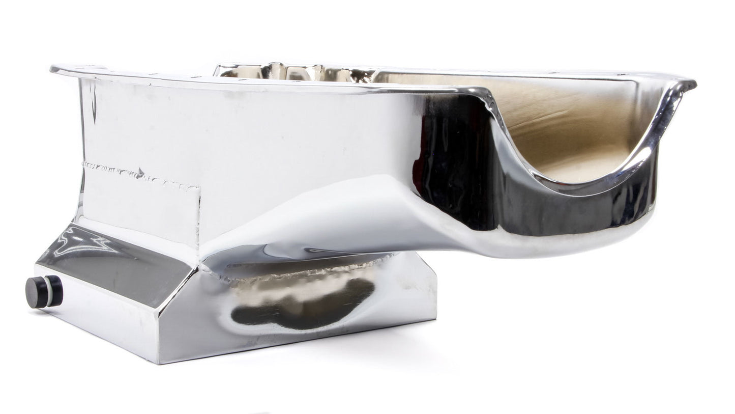 Racing Power Co-Packaged 55-79 SBC Steel Drag Race Oil Pan Chrome MPN RPCR9725 For Chevy