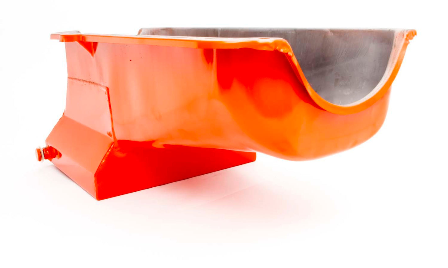 Racing Power Co-Packaged 80-85 SBC Steel Drag Race Oil Pan Orange MPN RPCR9731 For Chevy