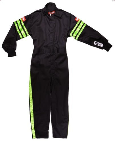 Racequip Black Suit Single Layer Kids Small Green Trim MPN RQP1950792