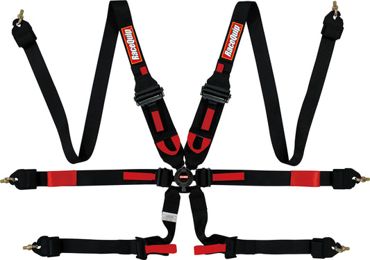 Racequip 6pt Harness Camlock P/D HNR Black FIA MPN RQP855005