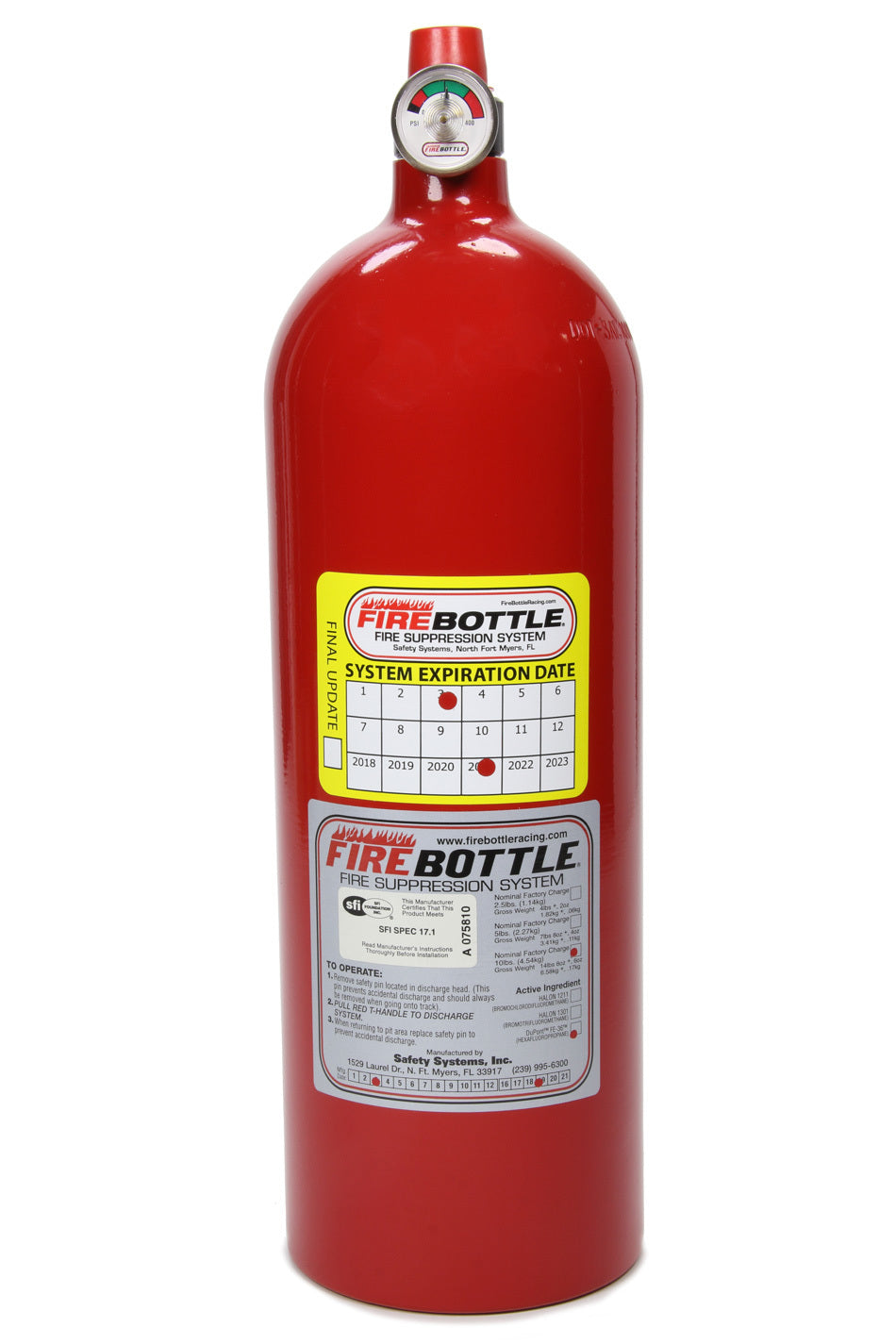 Safety Systems Spare Bottle 10lbs SFI 17.1 MPN SAFPRC-1000S