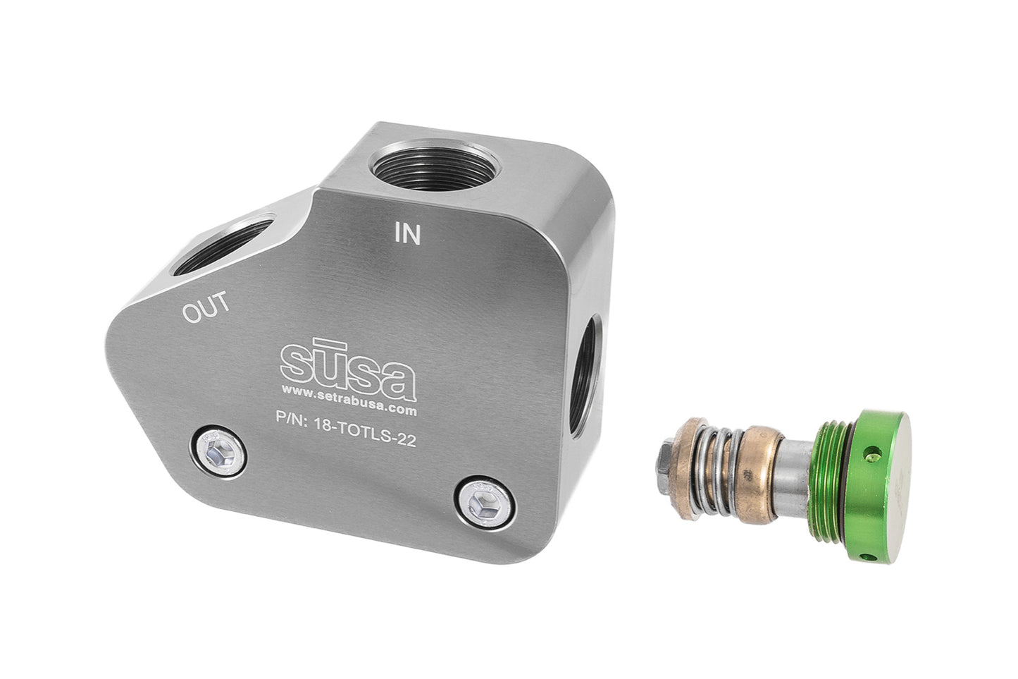 Setrab Oil Coolers Billet Alm. Oil Cooler Adapter GM LS Engines MPN SET18-TOTLS-22 For GM LS-Series