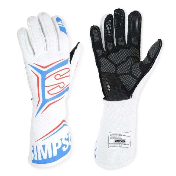 SIMPSON SAFETY   Glove Magnata Large White / Blue SFI 3.5/5   SIMMGLW