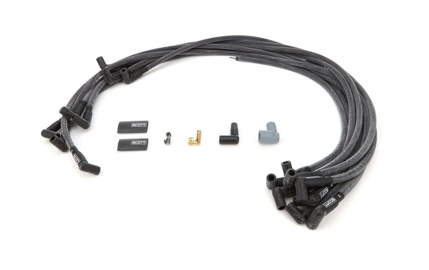 Scott Performance  SBC Spark Plug Wire Set 90-Degree - Black  SPWCH-435-1