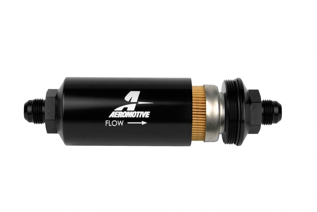 Aeromotive   8an Inline Fuel Filter 10 Micron 2in OD Black  AFS12377