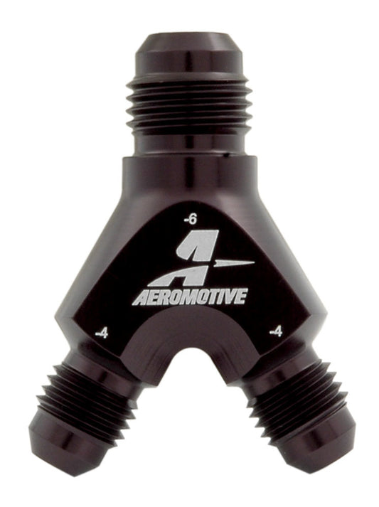 Aeromotive Y-Block Fitting - 6an to 2 x -4an MPN AFS15671