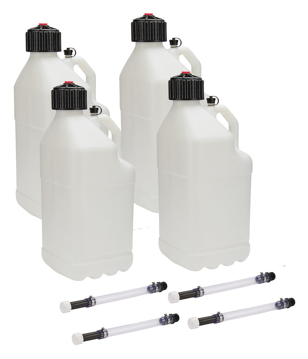 Allstar Performance   Utility Jug 5 Gal w/ Filler Hose Clear 4pk  ALL40120-4