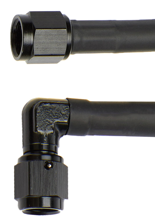Allstar Performance   Coated Braided Line 12in #4 Hose -4 90 Deg/-4 Str  ALL48400