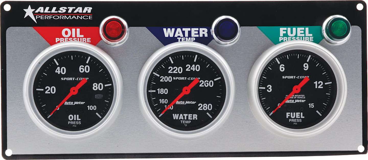 Allstar Performance   3 Gauge Panel A/M OP/WT/FP Sport-Comp  ALL80113