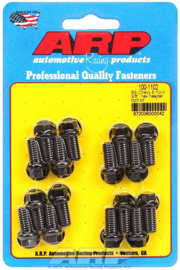 Arp Header Bolt Kit - 6pt. 3/8 x .750 UHL (16) MPN ARP100-1102 For Ford, Chevy