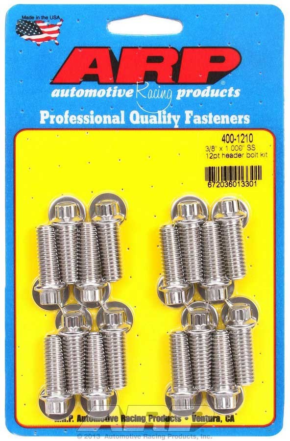 Arp S/S Header Bolt Kit - 3/8 x 1.00 UHL (16) MPN ARP400-1210 For Universal use