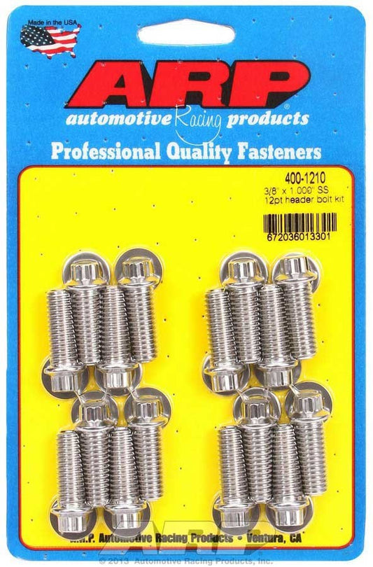 Arp S/S Header Bolt Kit - 3/8 x 1.00 UHL (16) MPN ARP400-1210 For Universal use