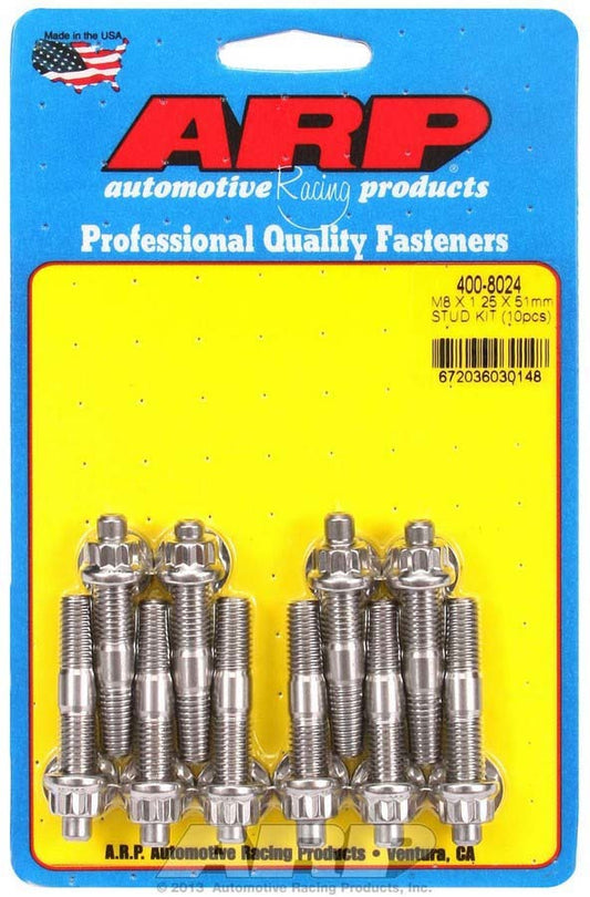 Arp S/S Stud Kit - (10) M8 x 1.25in x 51mm MPN ARP400-8024 For Universal use