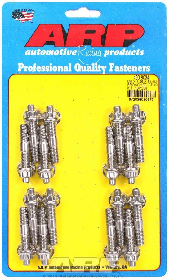 Arp S/S Stud & Nut Kit (16) 8mm x 1.25in x 51mm MPN ARP400-8034 For Universal use