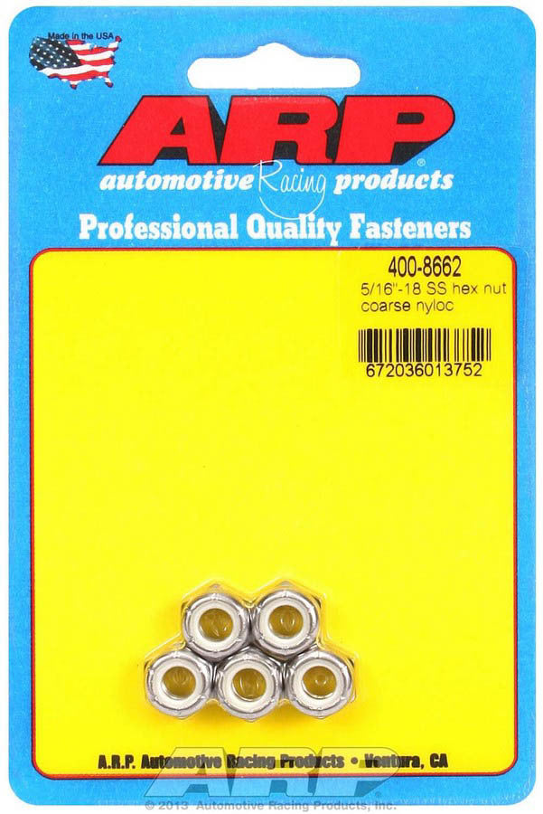 ARP   S/S Hex Nyloc Nuts 5/16-18 (5)  ARP400-8662