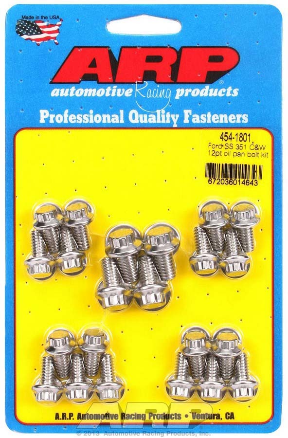 Arp   Ford S/S Oil Pan Bolt Kit 12pt.  ARP454-1801