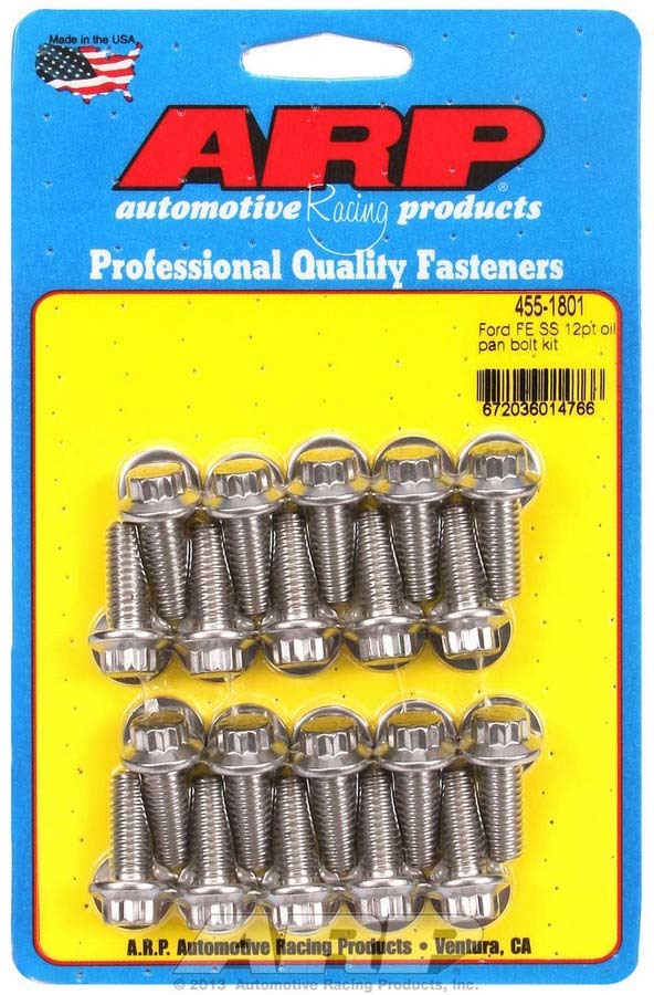 Arp BBF S/S Oil Pan Bolt Kit 12pt. MPN ARP455-1801 For Ford FE-Series