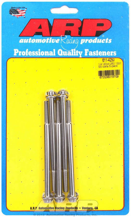 Arp S/S Bolt Kit - 12pt. (5) 1/4-20 x 4.250 MPN ARP611-4250 For Universal use