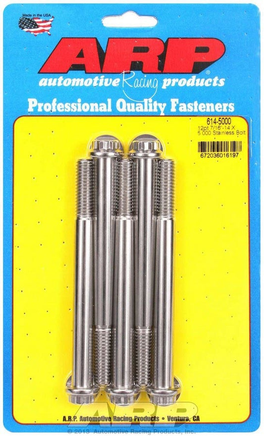 Arp S/S Bolt Kit - 12pt. (5) 7/16-24 x 5.000 MPN ARP614-5000 For Universal use