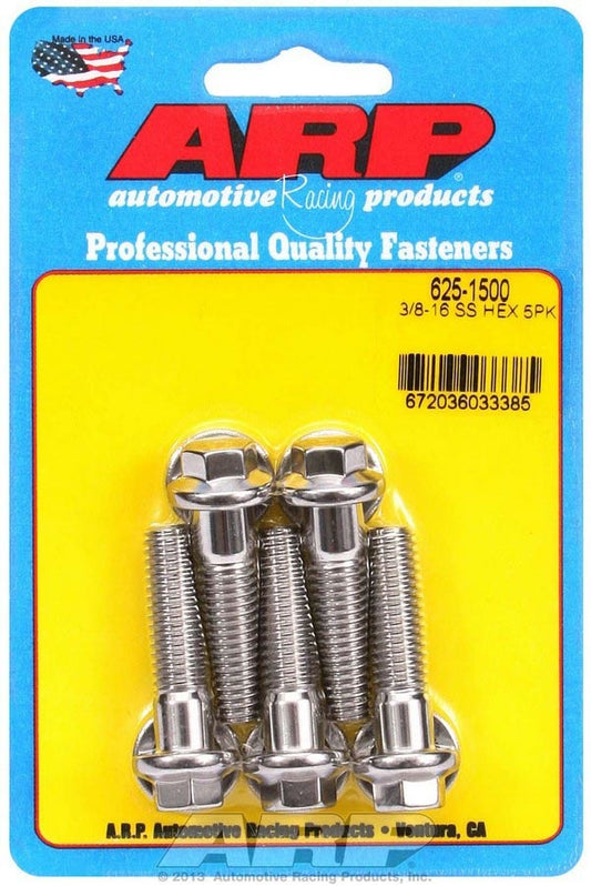 Arp S/S Bolt Kit - 6pt. (5) 3/8-16 x 1.500 MPN ARP625-1500 For Universal use