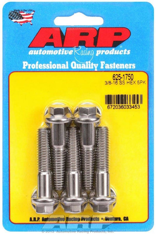Arp S/S Bolt Kit - 6pt. (5) 3/8-16 x 1.750 MPN ARP625-1750 For Universal use