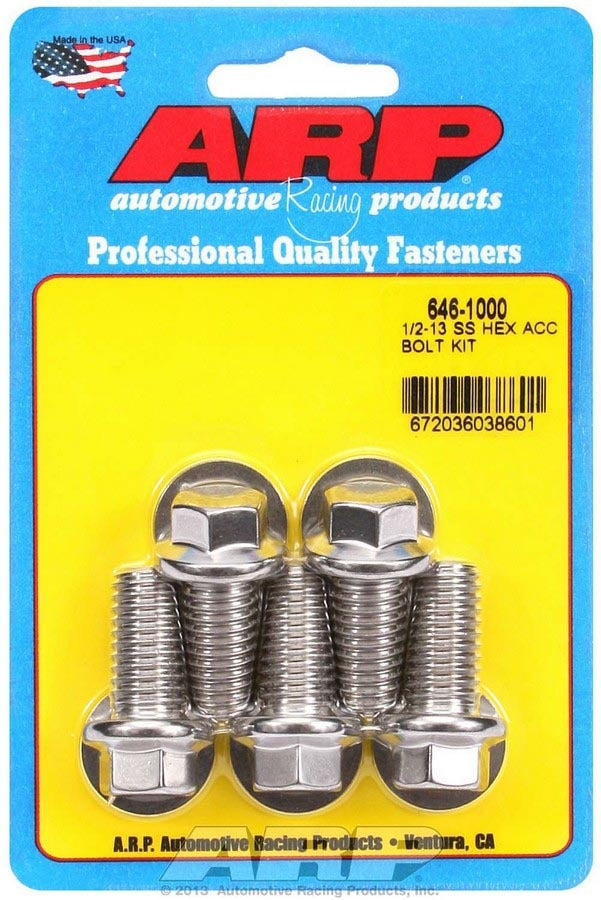 Arp 1/2-13 x 1.000 6pt SS Bolt Kit 5pk MPN ARP646-1000 For Universal use