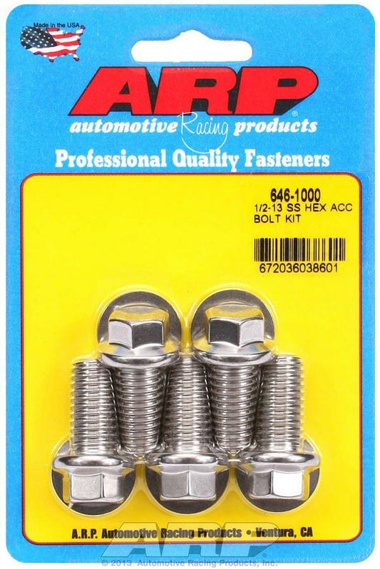Arp 1/2-13 x 1.000 6pt SS Bolt Kit 5pk MPN ARP646-1000 For Universal use