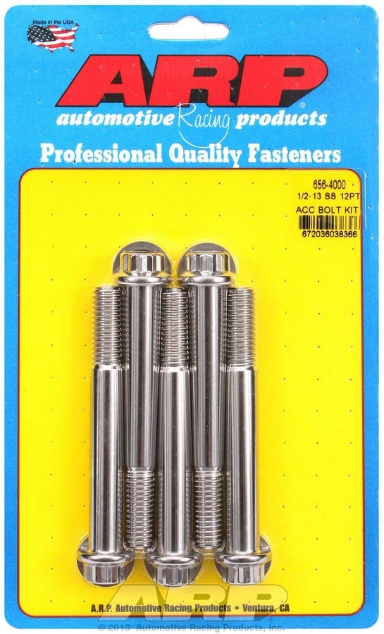 Arp S/S Bolt Kit - 12pt. (5) 1/2-13 x 4.000 MPN ARP656-4000 For Universal use