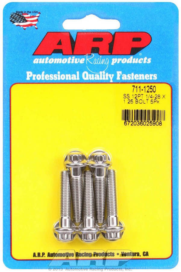 ARP   S/S Bolt Kit - 12pt. (5) 1/4-28 x 1.250  ARP711-1250