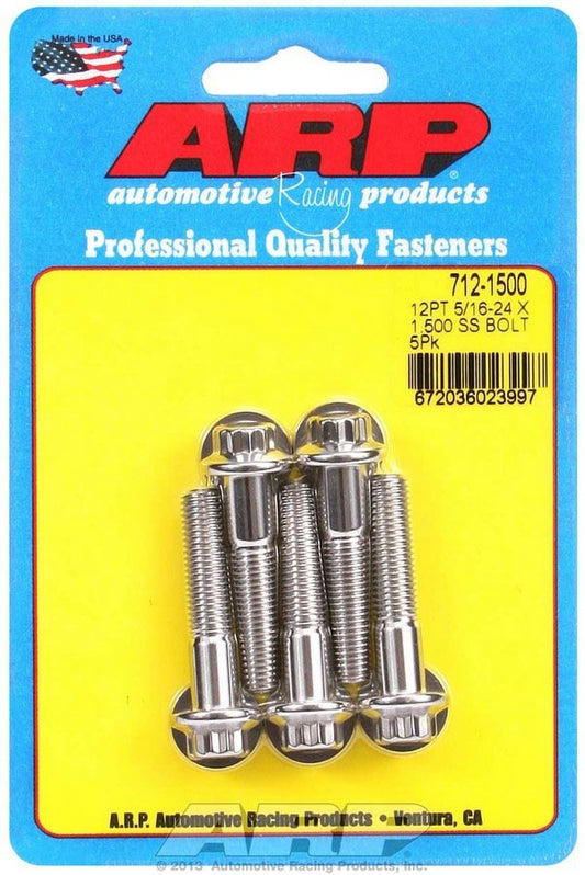 Arp S/S Bolt Kit - 12pt. (5) 5/16-24 x 1.500 MPN ARP712-1500 For Universal use