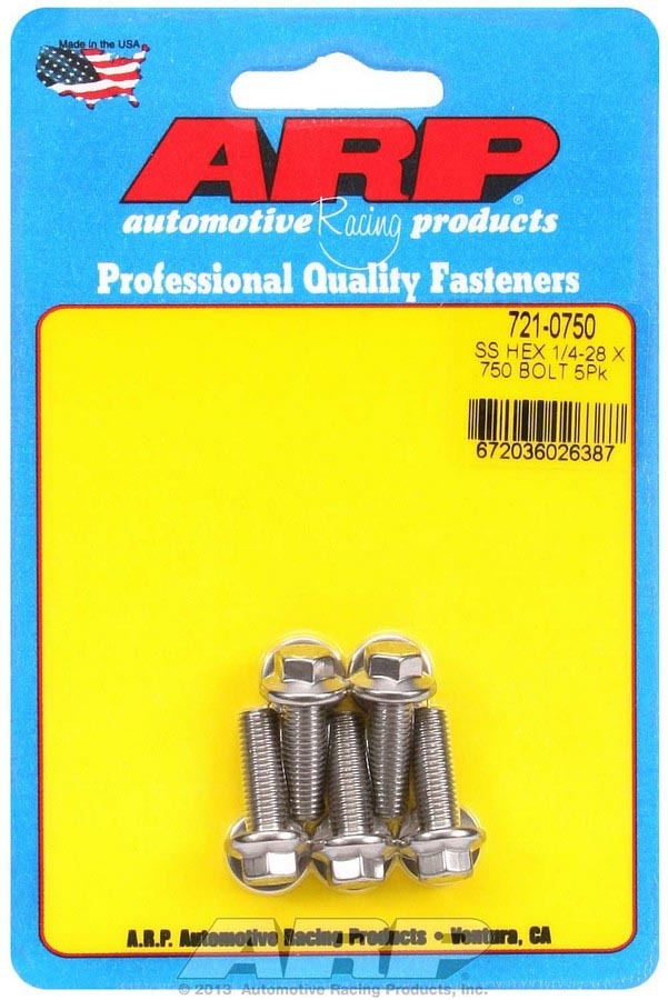 ARP   Bolt Kit - SS 6pt 5pk 1/4-28 x .750  ARP721-0750