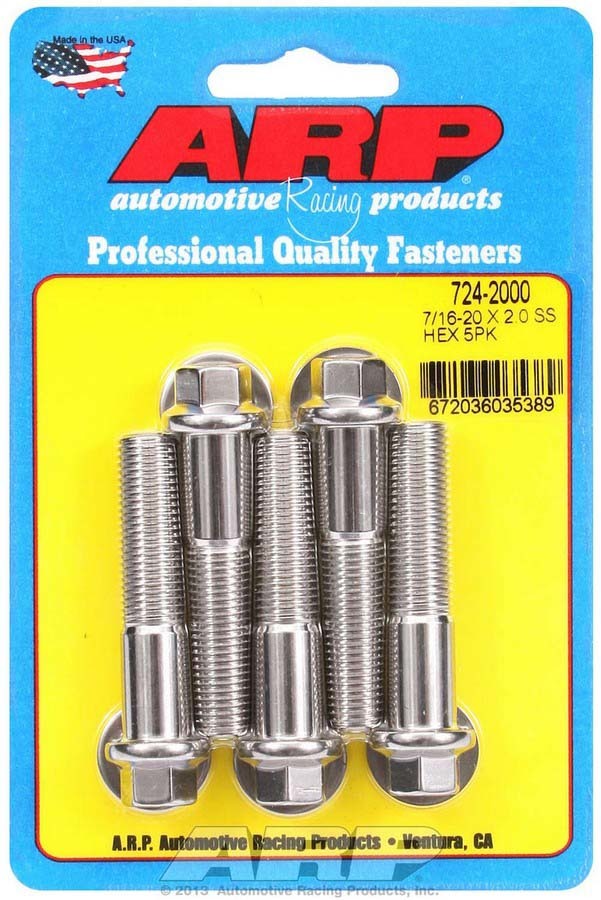 Arp 7/16-20 x 2.000 6pt SS Bolt Kit 5pk MPN ARP724-2000 For Universal use