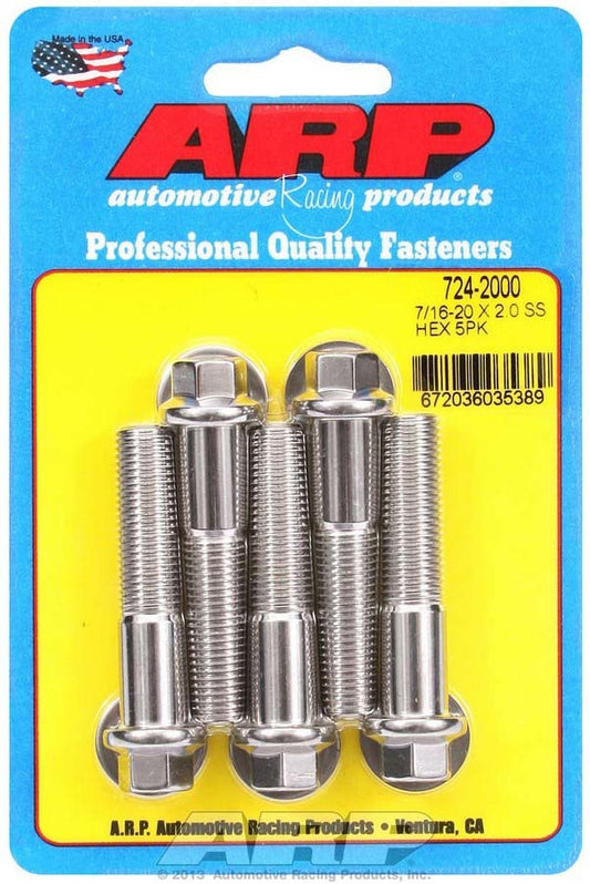 Arp 7/16-20 x 2.000 6pt SS Bolt Kit 5pk MPN ARP724-2000 For Universal use