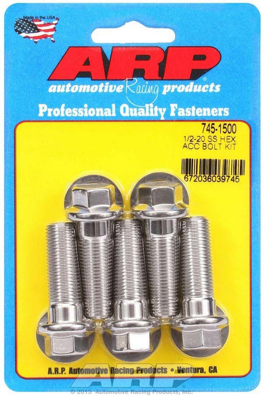 Arp S/S Bolt Kit - 6pt. (5) 1/2-20 x 1.500 MPN ARP745-1500 For Universal use