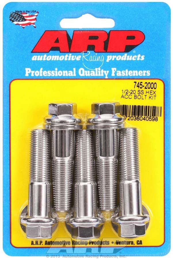 Arp S/S Bolt Kit - 6pt. (5) 1/2-20 x 2.000 MPN ARP745-2000 For Universal use
