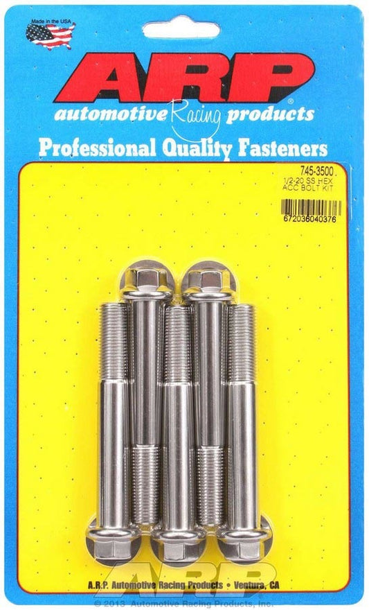 Arp S/S Bolt Kit - 6pt. (5) 1/2-20 x 3.500 MPN ARP745-3500 For Universal use