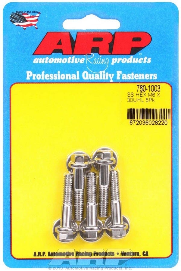 ARP   S/S Bolt Kit - 6pt. (5) 6mm x 1.00 x 30mm  ARP760-1003