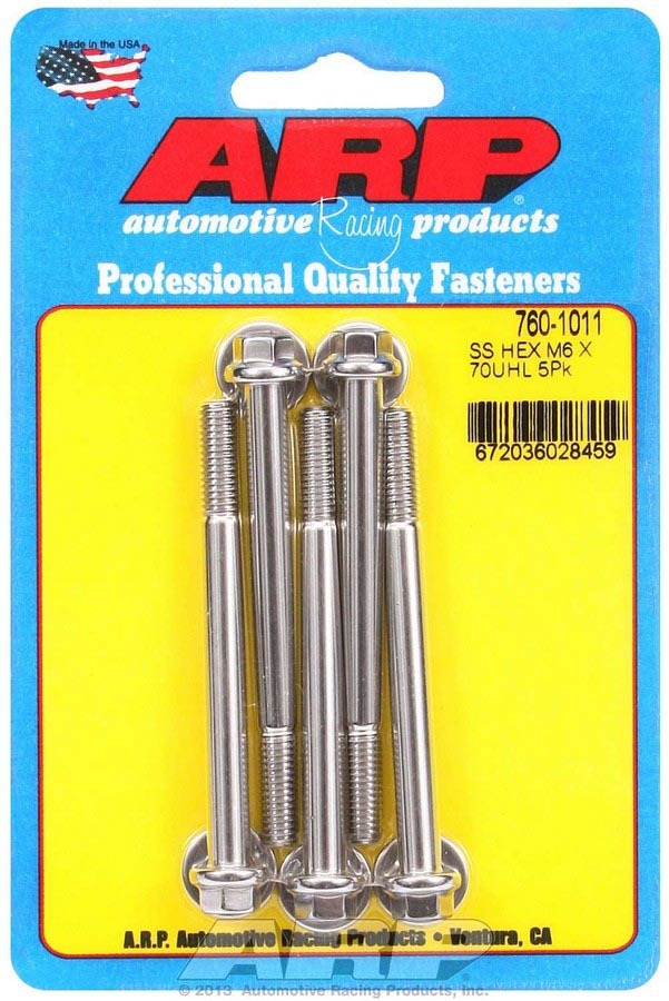 Arp S/S Bolt Kit 6pt 6mm x 1.00 x 70mm MPN ARP760-1011 For Universal use