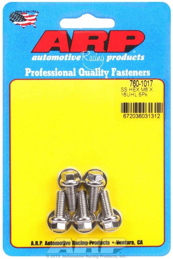 ARP   S/S Bolt Kit - 6pt. (5) 6mm x 1.00 x 16mm  ARP760-1017