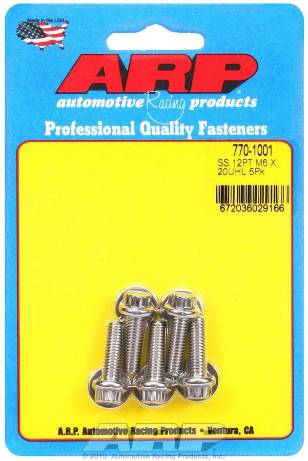 ARP   S/S Bolt Kit - 12pt. (5) 6mm x 1.00 x 20  ARP770-1001
